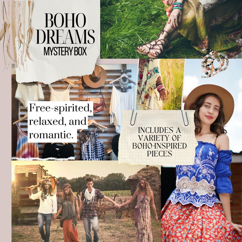 Boho Dreams Mystery Box | 5 Women's Small Pieces | Tops & Dress Bundle